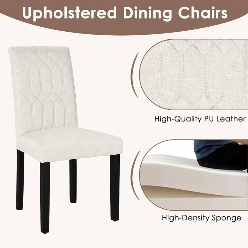 Upholstered Dining Chairs Set of 2/4/6 Modern Kitchen Table Chairs with PU Leather, Wood Legs with Rubber Footpads