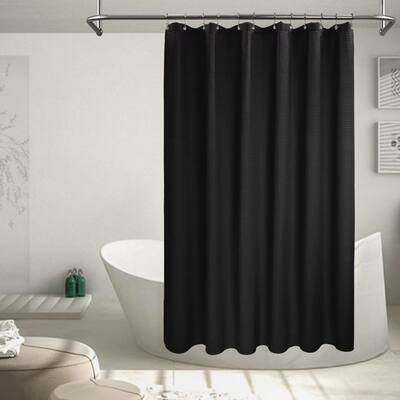 Cotton Blend Honeycomb Waffle Weave Single Shower Curtain
