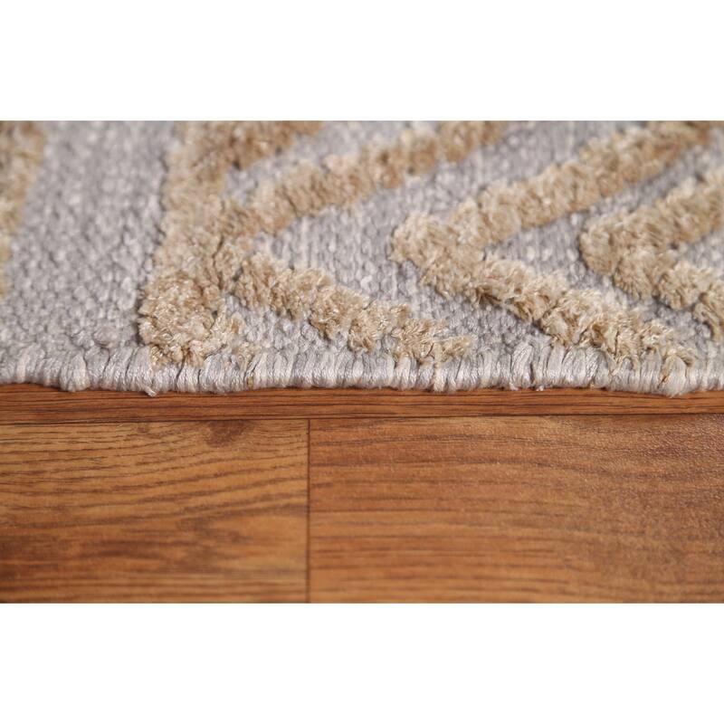 Hand Knotted Oriental 100% Wool Carpet Modern Tribal Greys & Charcoal Moroccan Area Rug - 9' 9'' X 8' 1''