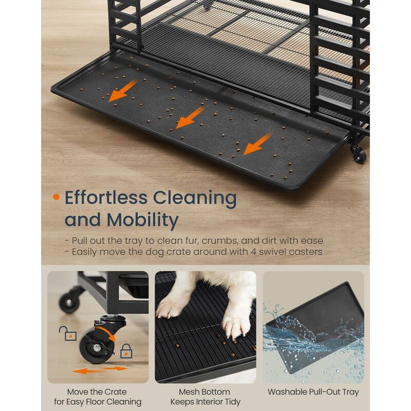 Spacious Dog Cage, Large Breed Metal Pet Crate with Safe Lock