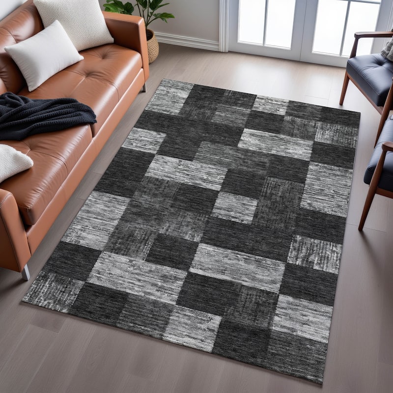 Premium Washable Super Soft Modern Checker Mayfield Rug