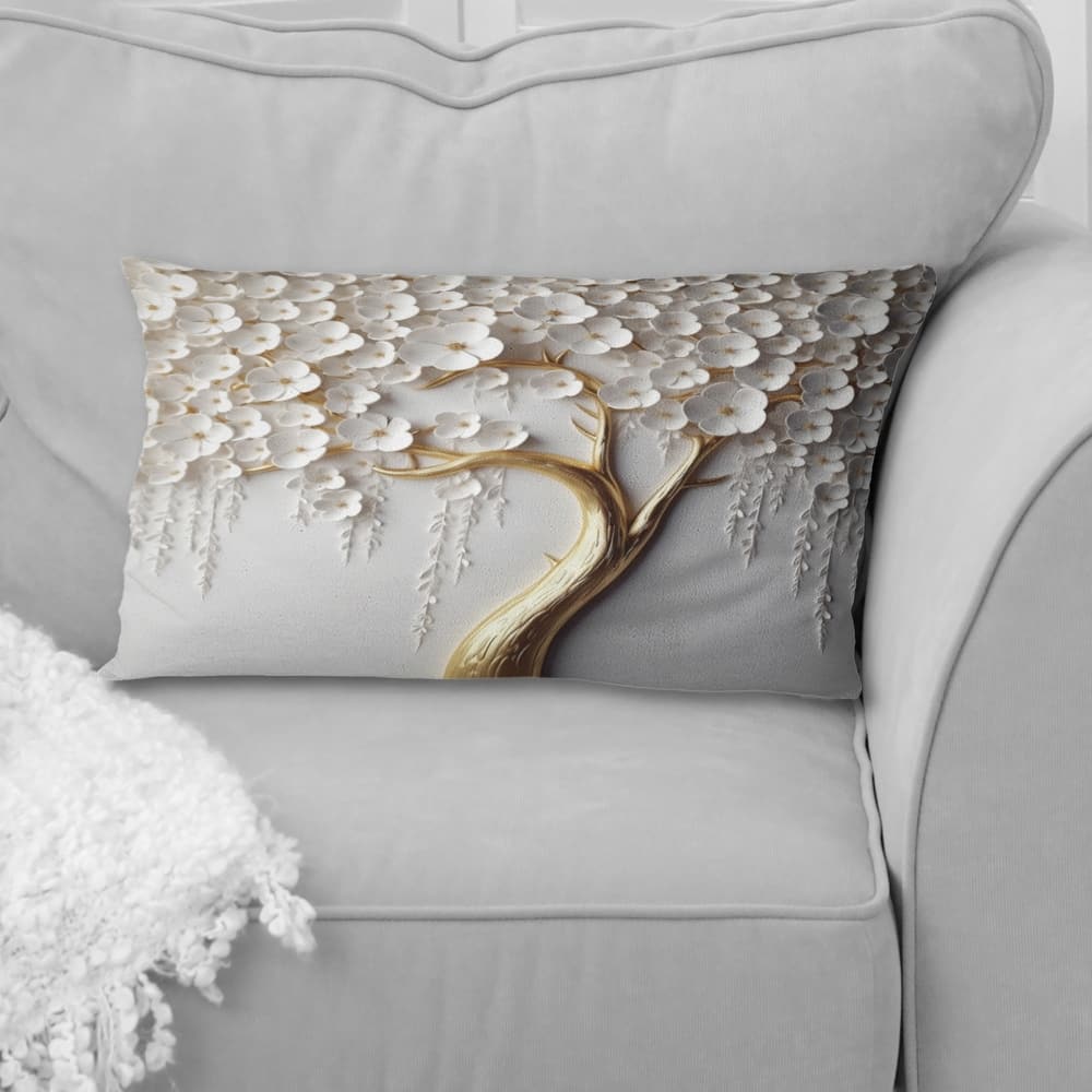 Designart "White Orchid Tree Garden Of Branches II" Tree Floral Printed Throw Pillow