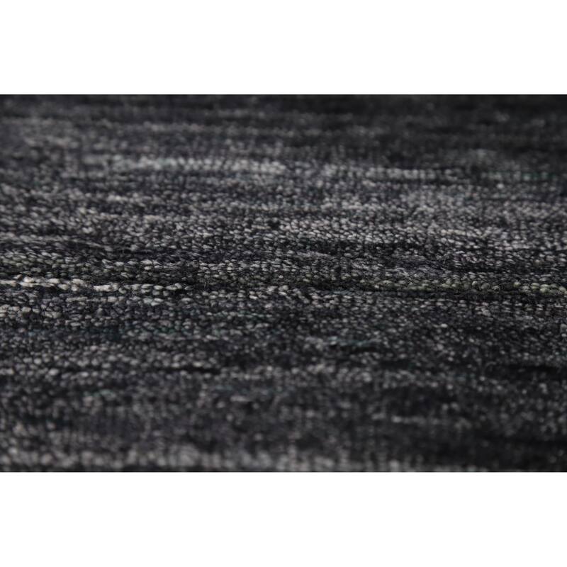 Charcoal Gabbeh Oriental Area Rug Hand-Knotted Silk Carpet - 8'10" x 11'9"
