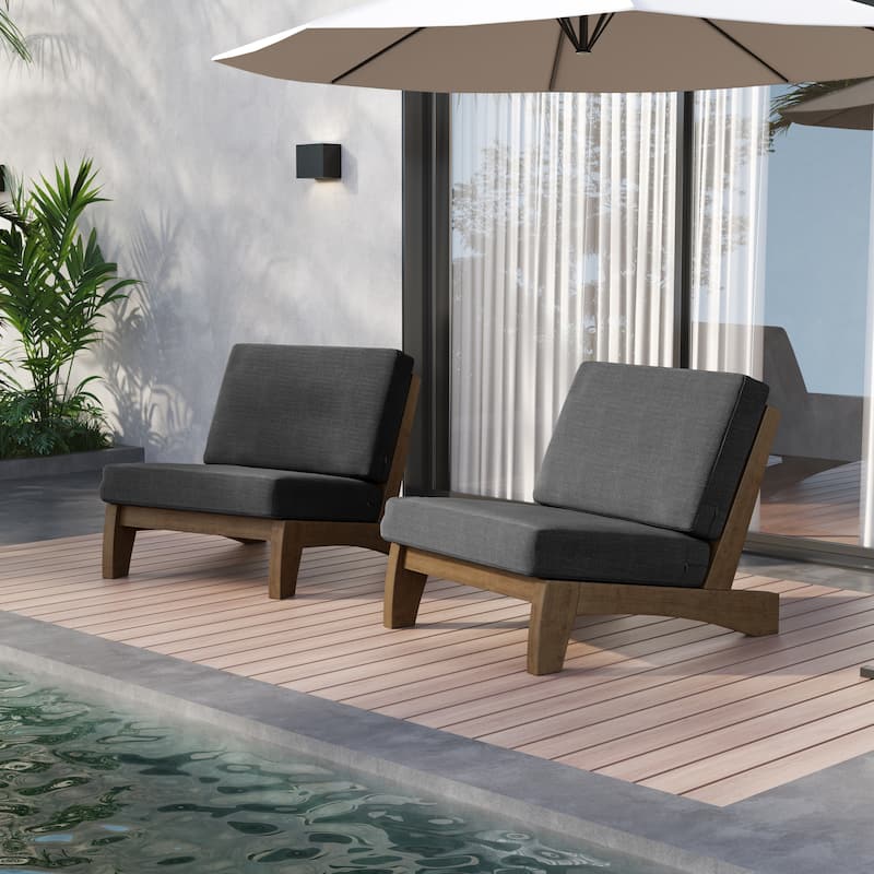 Sectional Wood Furniture 2 Seat Armless Patio Sofa