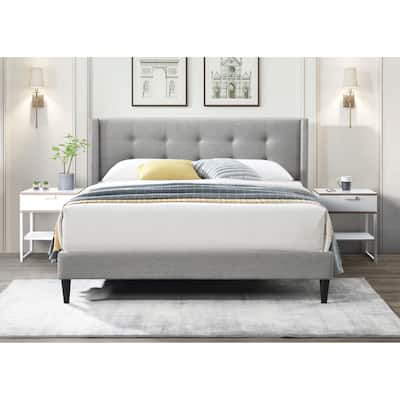 Mia Upholstered Button Tufted Wingback Bed