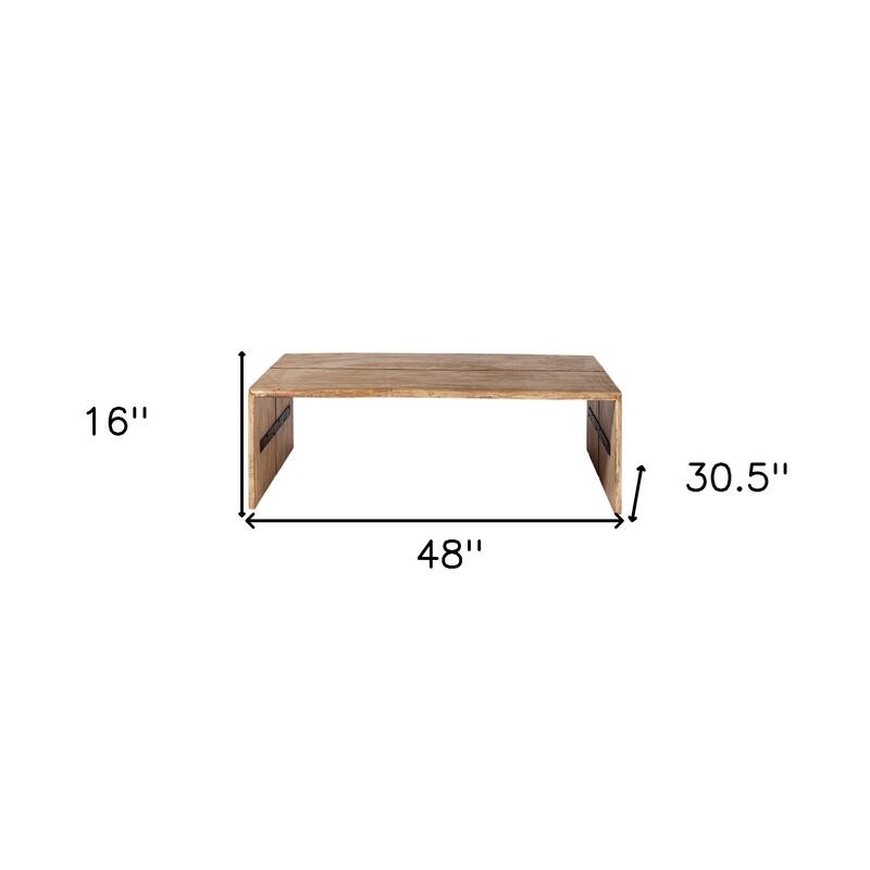HomeRoots 48" Brown Solid Wood Coffee Table - 25