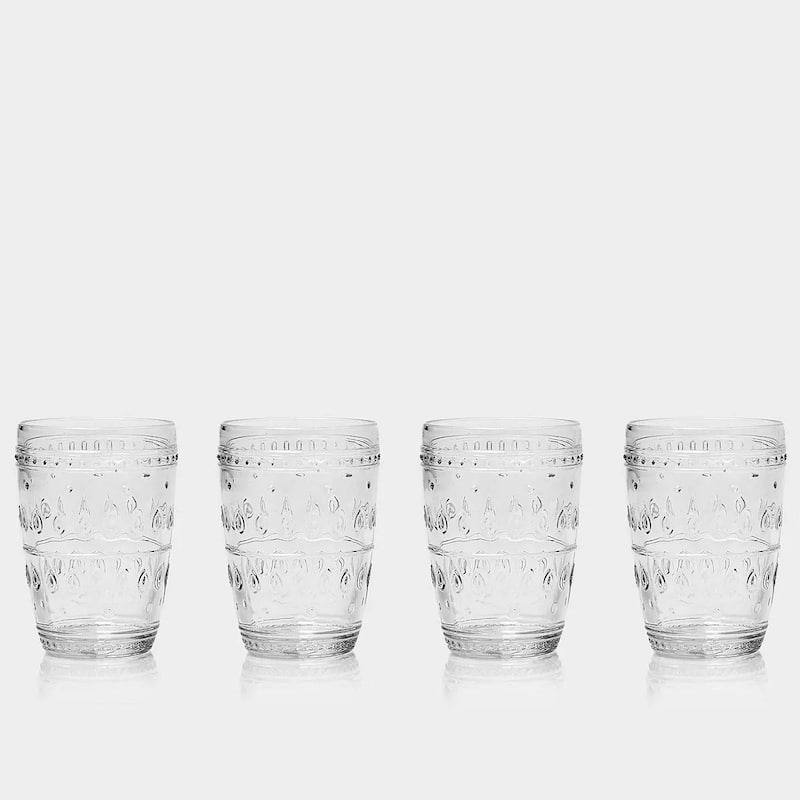 Euro Ceramica Fez 20 Piece White Drink & Dine Set (Dinnerware + Clear Highball Glasses)