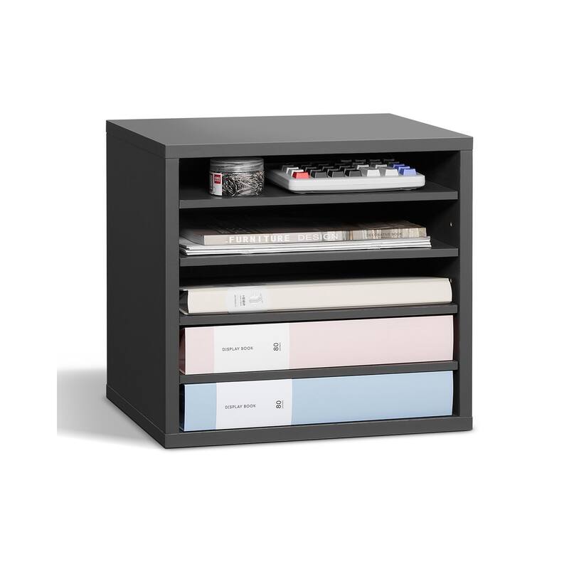 5 Compartments Office Literature Organizers Mailbox with Adjustable and Removable Shelves