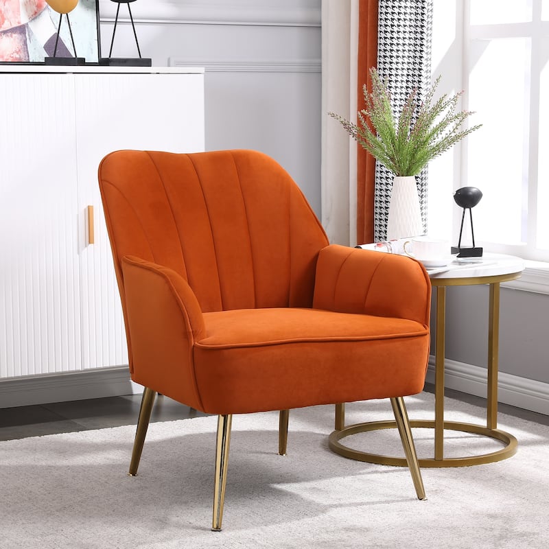 Suellyn 25.2-inch Wide Armrest Modern Chair - Orange