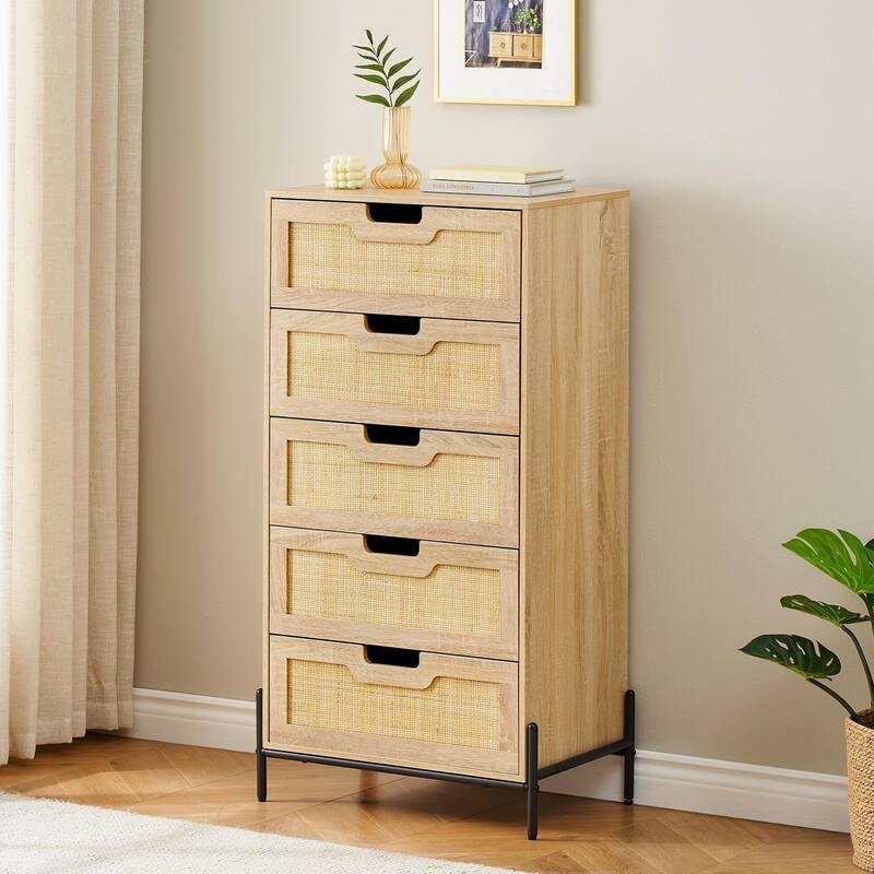 5 Drawers Dresser for Bedroom - Oak Color - 5-drawer