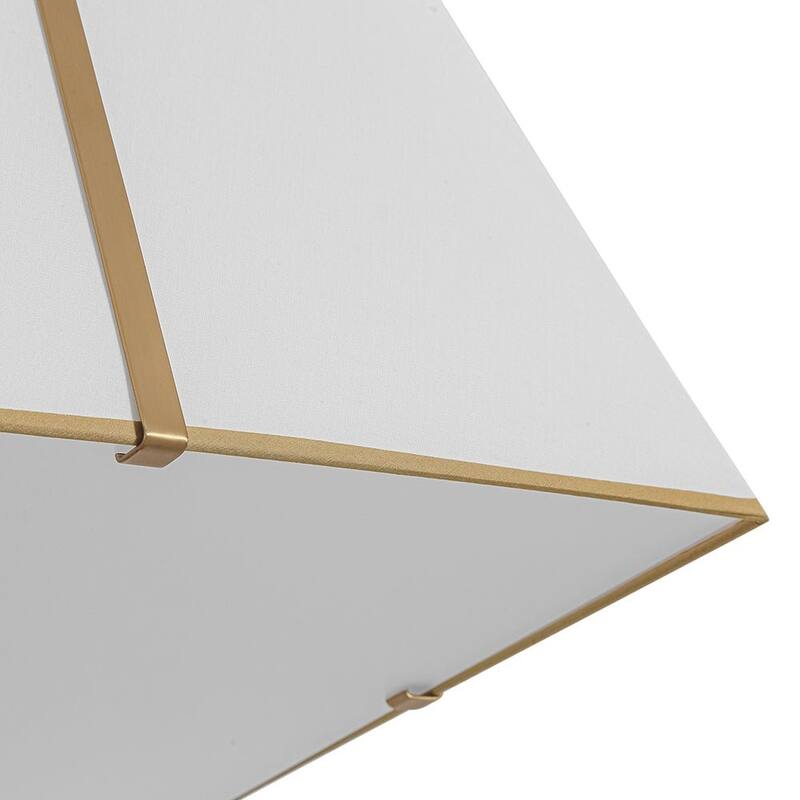 Mid-Century 4-Light Square White Fabric Cage Pendant Chandelier