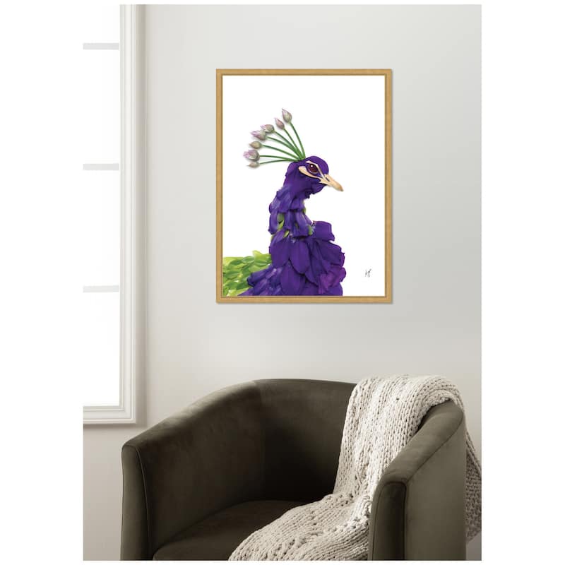 Kate and Laurel Peacock by Madeline Jeppesen Framed Canvas Wall Art Print