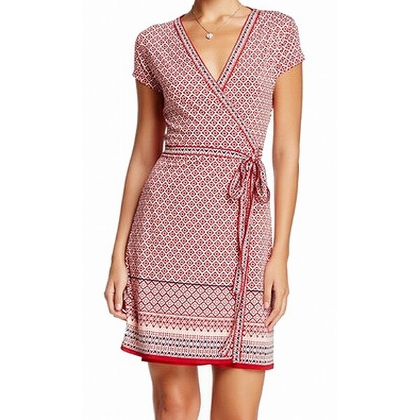 max studio red wrap dress