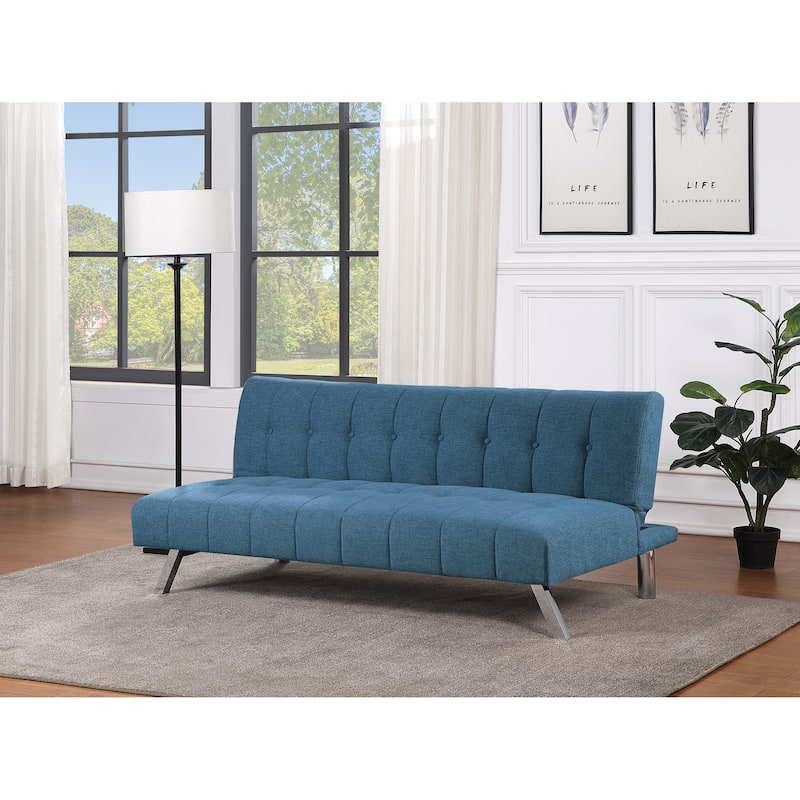 Sawyer Futon with Stainless Steel Legs - Blue Fabric