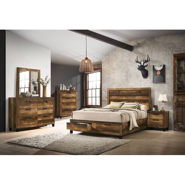 Morales Farmhouse Style Storage E. King Bed with 2 Drawers&Panel