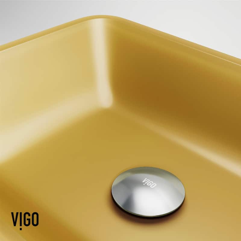 VIGO Sottile 18"L x 13"W x 4"H Glass Rectangular Vessel Bathroom Sink