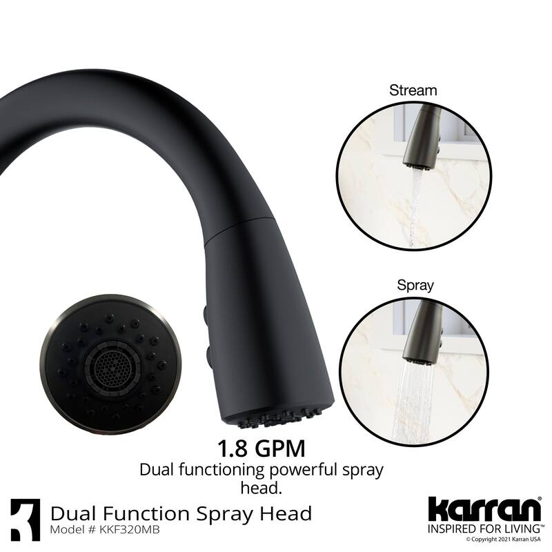 Karran Kentland One-Handle Pull Down Dual Function Sprayer Kitchen Faucet