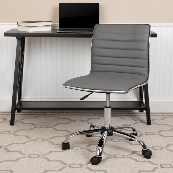 Low Back Designer Armless Ribbed Swivel Task Office Chair. Opens flyout.