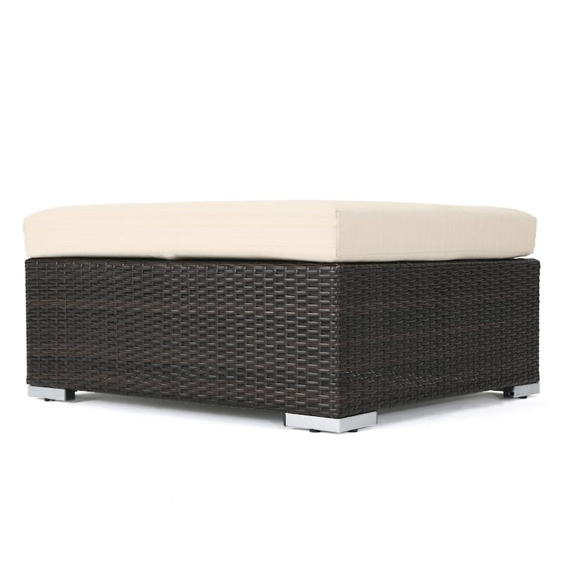 Santa Rosa Wicker Outdoor Ottoman with Cushion by Christopher Knight Home