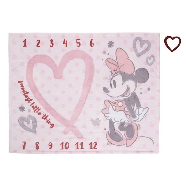 slide 2 of 4, Disney Minnie Mouse Pink, Rose, Black and White Super Soft Milestone Baby Blanket