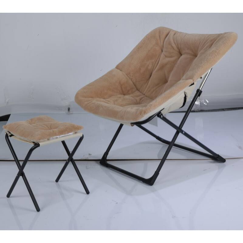 Comfy Folded Chair,Saucer Chair, Lounge Chair - XL Foldable Faux Fur Floor Seat, Non-Slip Base for Stability