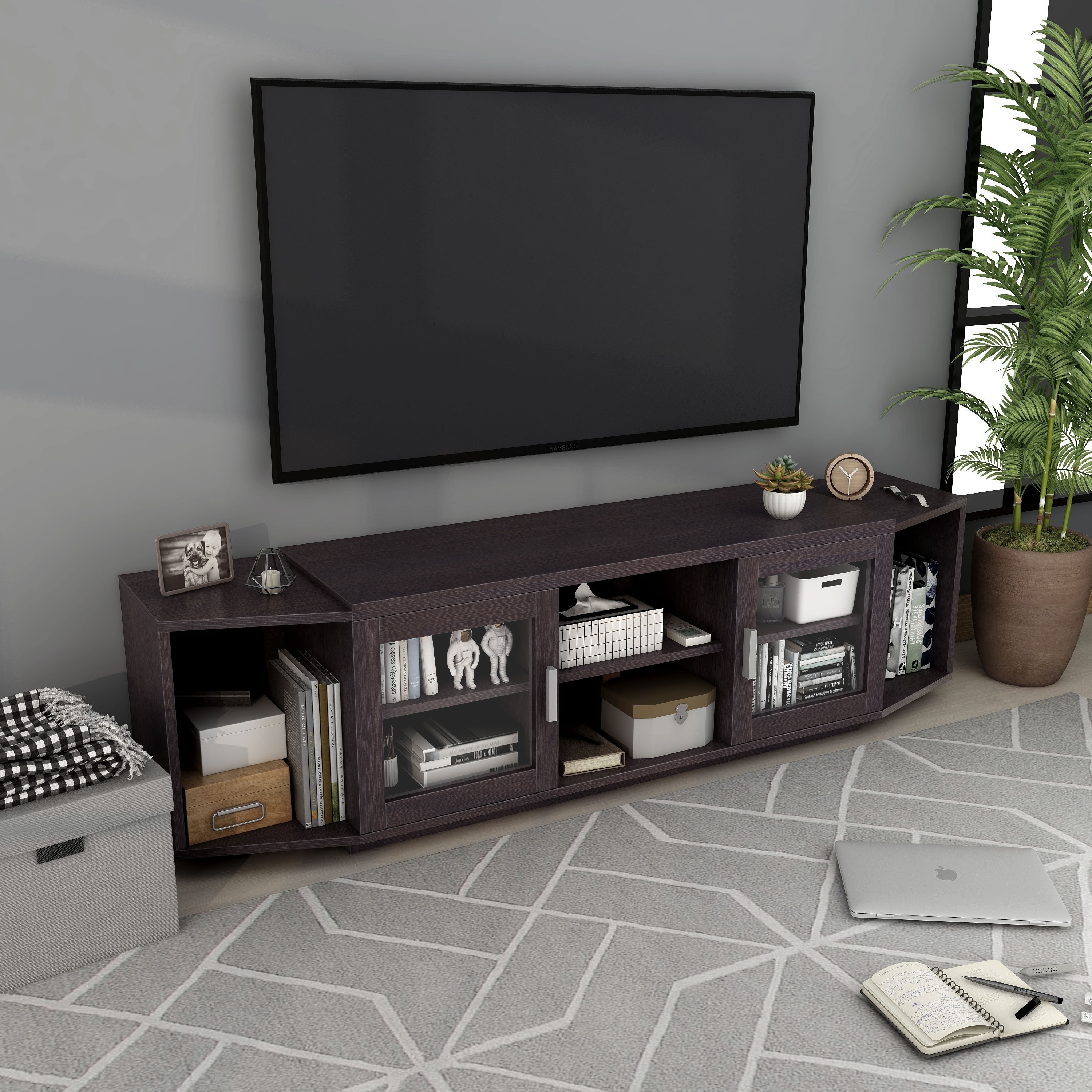 Furniture of America Rasa Contemporary 72-inch Multifunctional Storage TV Console