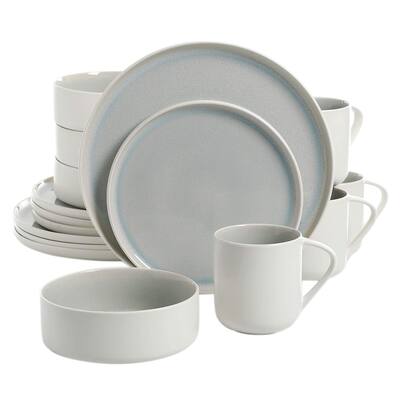 Urban Loft Denia 16 Piece Round Stoneware Dinnerware Set in Light Blue