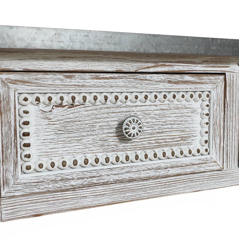 Farmhouse Distressed Wood and Metal 3-Drawer Console Table