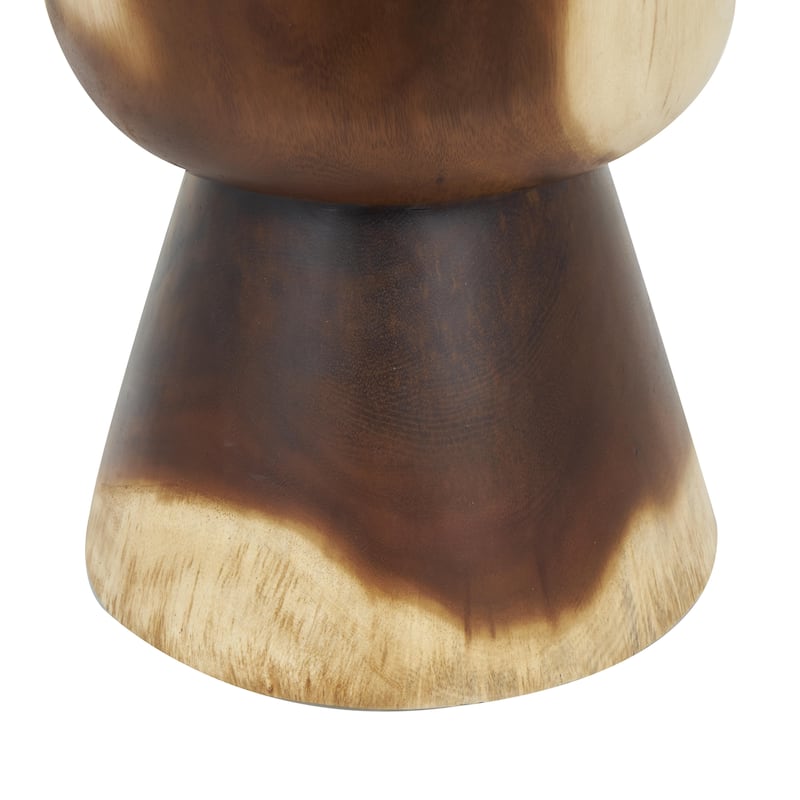 Wood Handmade Hourglass Accent Table with Natural Wood Grain - Brown - Roche River Decor