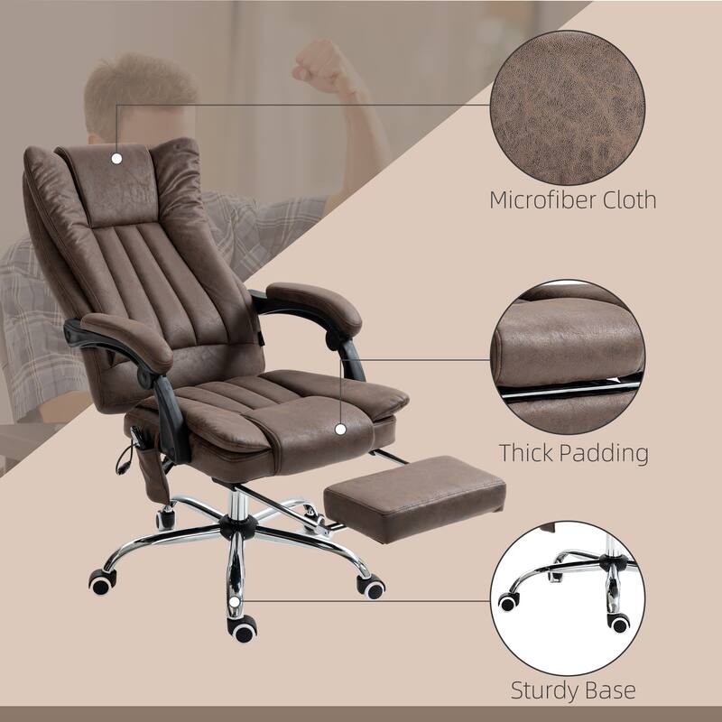 360-degree Swivel High Back Massage Office Recliner Chair: with Heat, Adjustable Height and Retractable Footrest