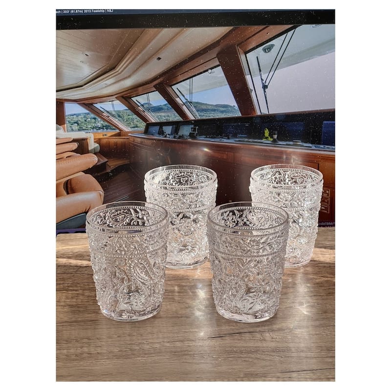 Paisley Acrylic Glasses Drinking Set of 4 DOF (13oz)