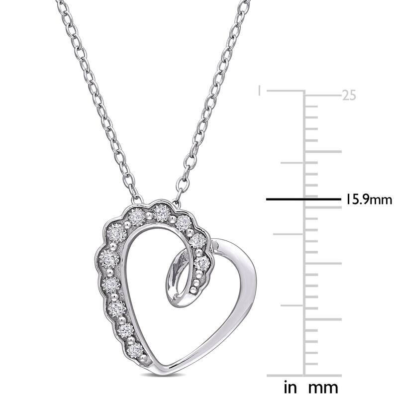 Miadora Sterling Silver Diamond Accent Heart Necklace