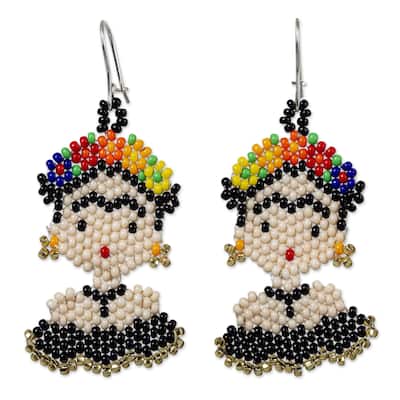 Novica Handmade Frida In Black Beaded Dangle Earrings
