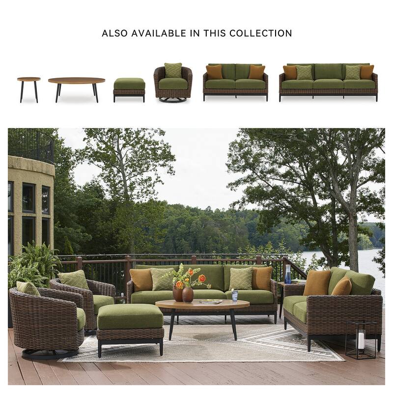 Signature Design by Ashley Horizon Hall Brown/Black Outdoor Coffee Table - 48.13" W x 29.88" D x 18" H