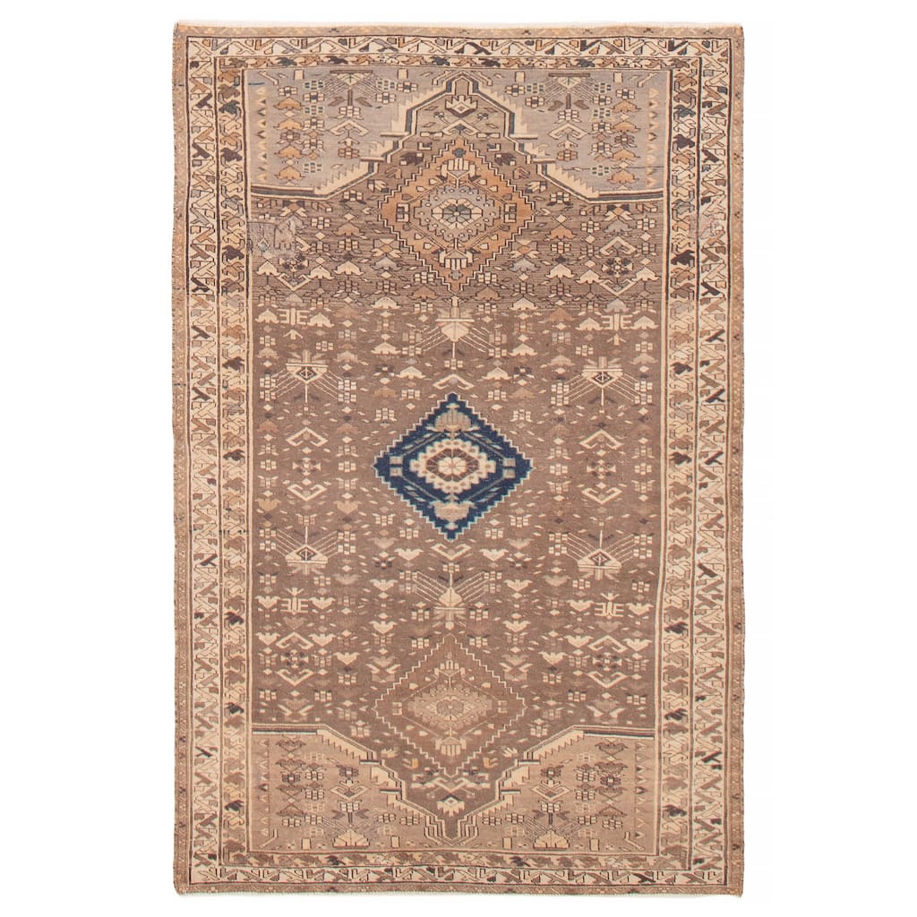 ECARPETGALLERY Hand-knotted Antalya Vintage Brown Wool Rug - 4'5 x 6'9