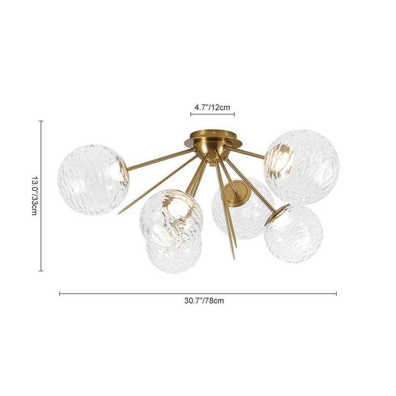 Sculptural Textured Glass Globe Dimmable LED Sputnik Ceiling Light