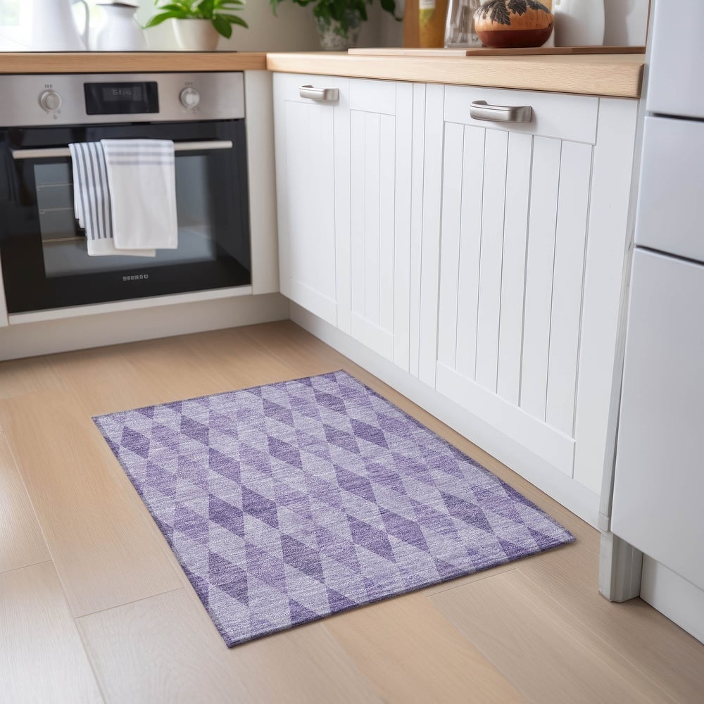 Machine Washable Indoor/ Outdoor Argyle Chantille Rug