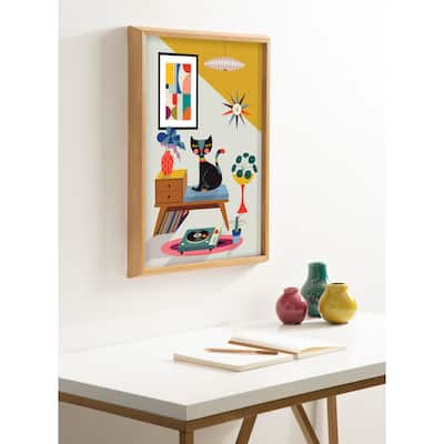 Kate and Laurel Blake Record Player Framed Printed Art by Rachel Lee