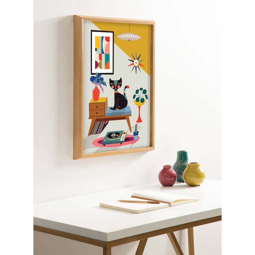 Kate and Laurel Blake Record Player Framed Printed Art by Rachel Lee