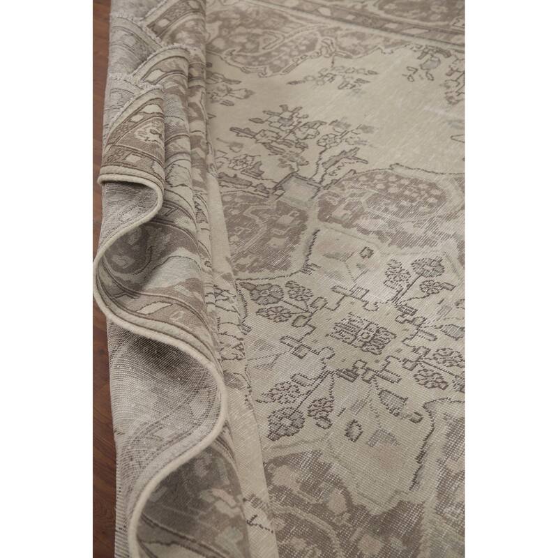 Hand Knotted Oriental 100% Wool Carpet Traditional Floral Beige & Ivories Tabriz Area Rug - 12' 6'' X 9' 6''