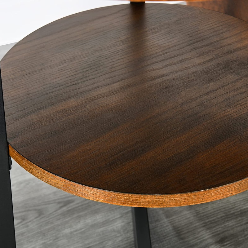 Round Coffee Table with Solid Wood Storage Circle Center Table