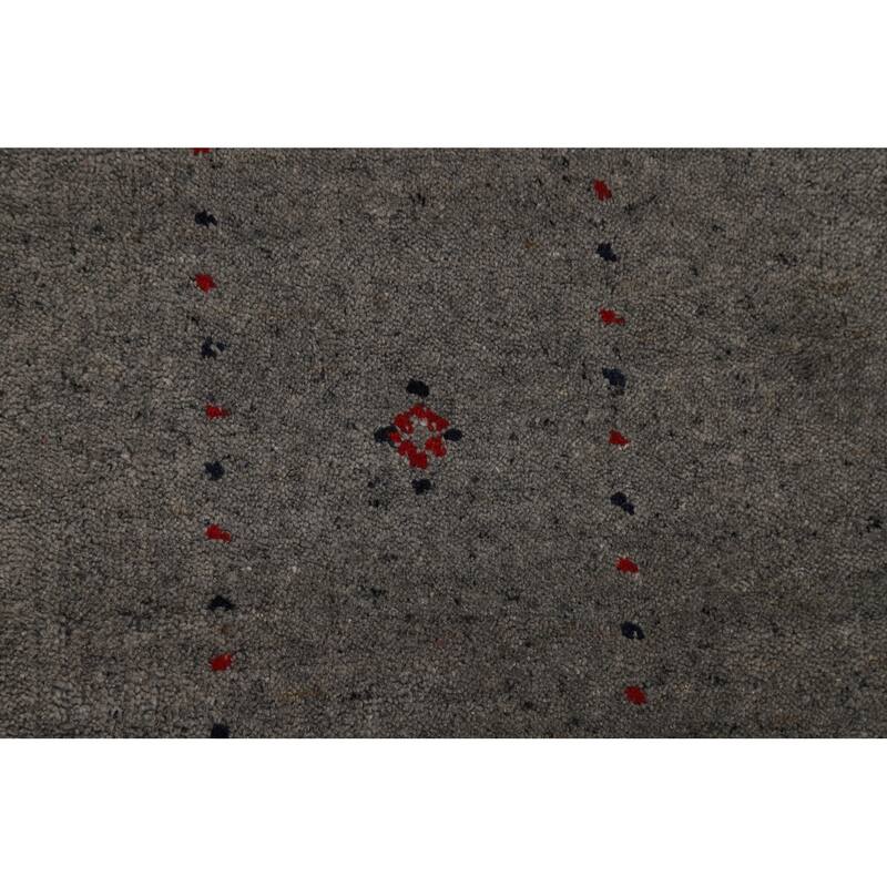 Gray Gabbeh Oriental Area Rug Hand-Knotted Wool Carpet - 5'5" x 7'8"