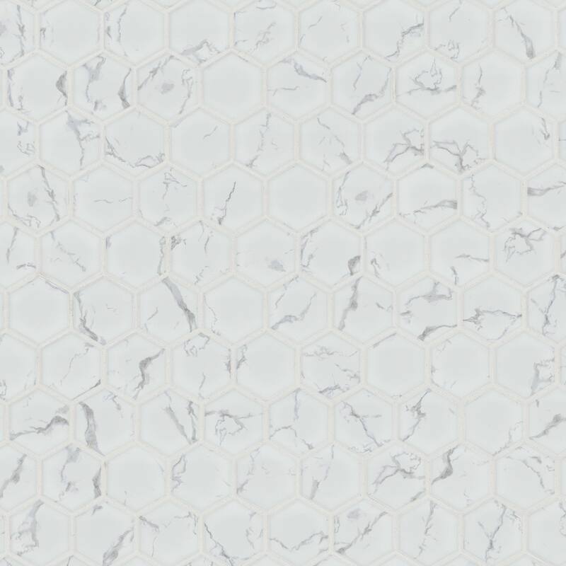 Ackland AKM-P-2X2HXM-CA 11" x 13" Porcelain Geometric Floor and Wall - Carrara White