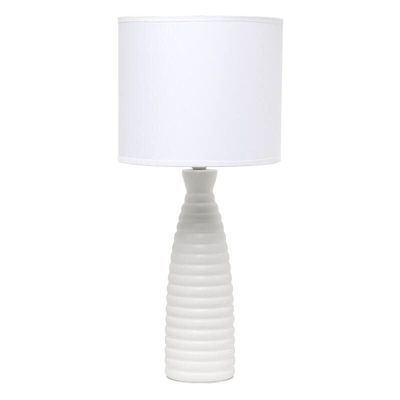 20.25 in. Off White Finish Table Lamp with White Shade, Sturdy Table Lamp for Living Rooms and Bedrooms