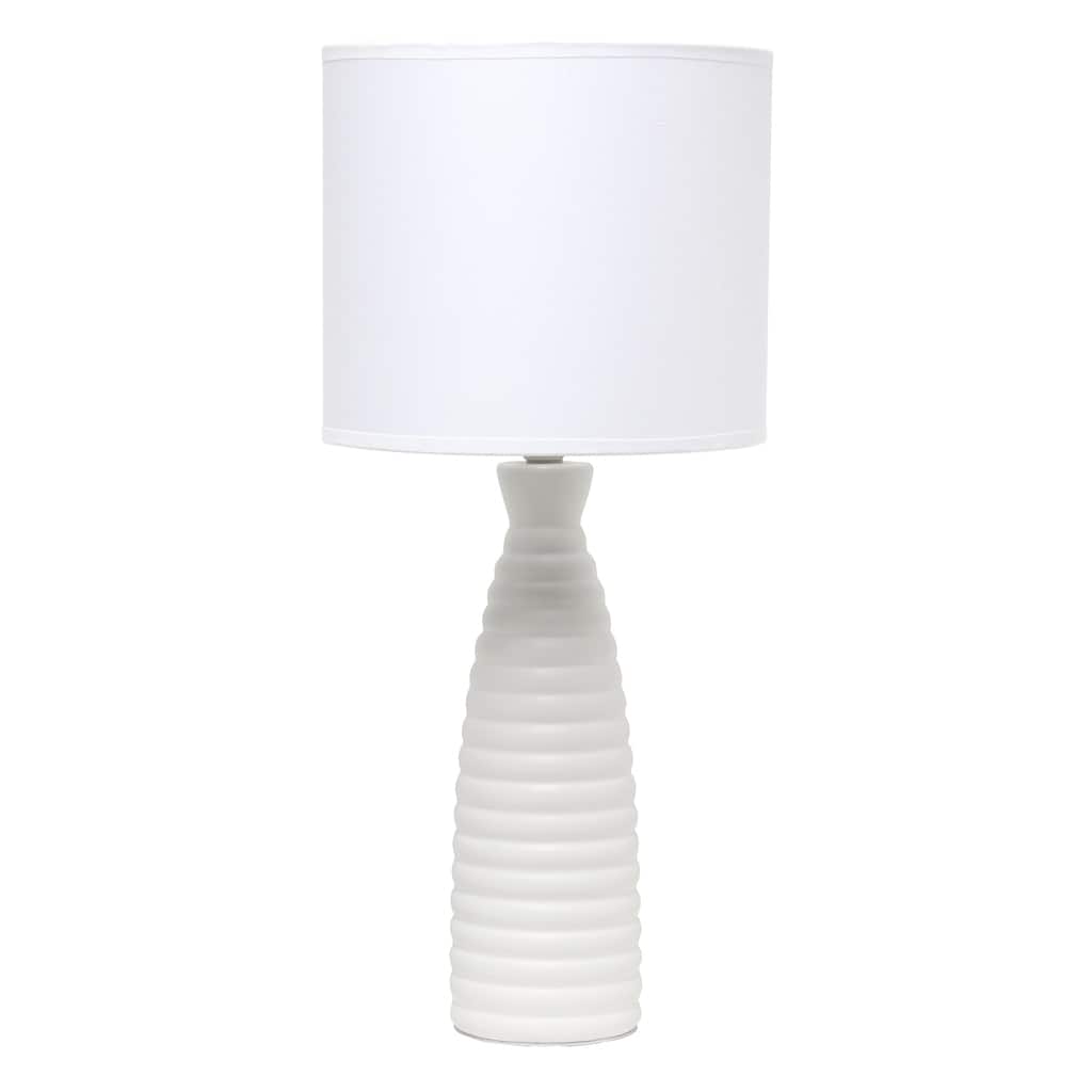 20.25 in. Off White Finish Table Lamp with White Shade, Sturdy Table Lamp for Living Rooms and Bedrooms