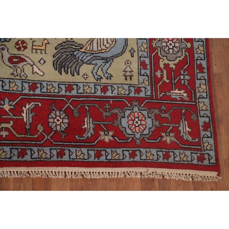 Animal Pictorial Ziegler Area Rug Hand-Knotted Wool Carpet - 7'11" x 9'10"