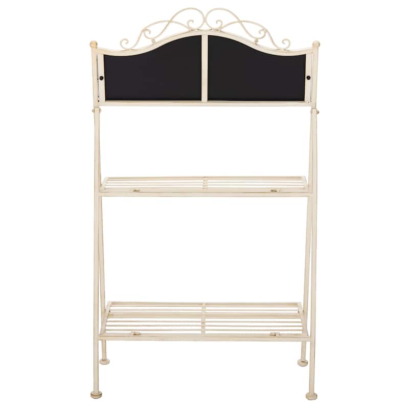 SAFAVIEH Outdoor Nyah Victorian Iron 2-Tier Plant Stand. - 24.5" W x 15.8" L x 43" H - 25Wx16Dx43H