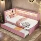 preview thumbnail 13 of 23, 2 Color Twin Bed with USB Ports and LED Belt, LED Design Platform Bed with Trundle Pink