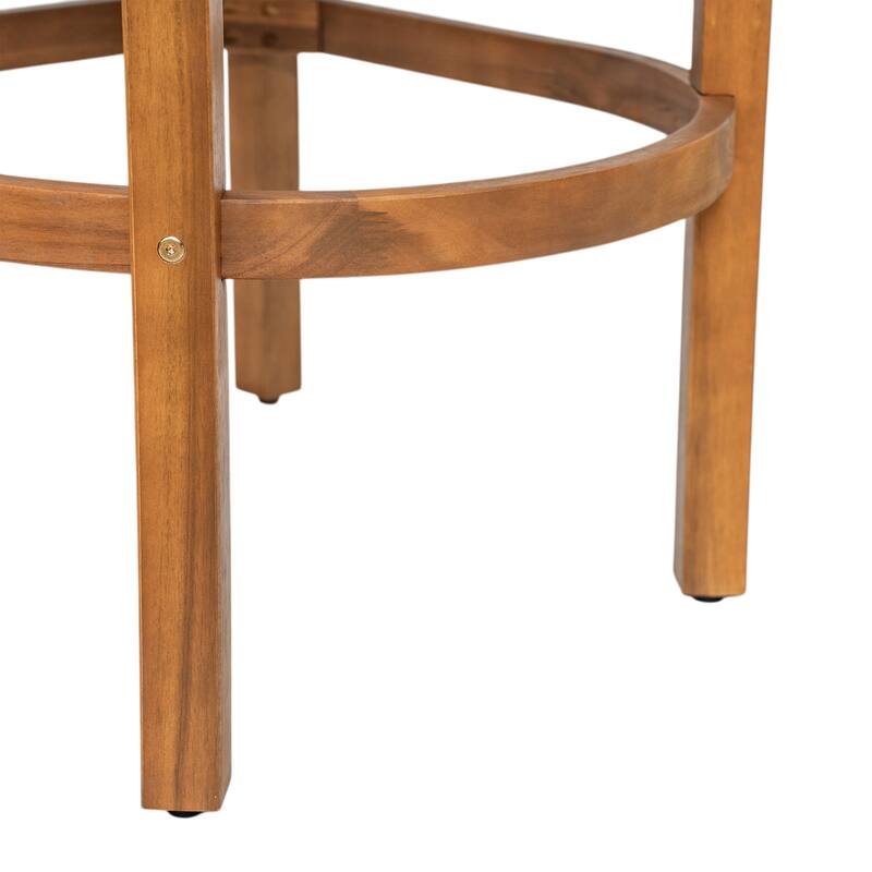 Christopher Knight Home - Abaco Outdoor Barstool Set of 4, Teak Finish Acacia Wood Frame with Beige Cushions.