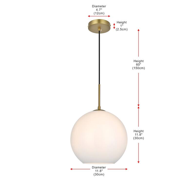 Elegant Lighting Baxter Single Light 12" Wide Pendant with Frosted
